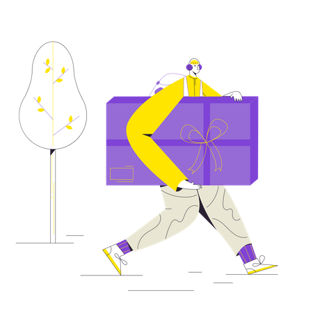 Delivery man delivering gift  Illustration