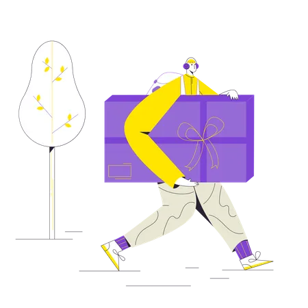 Delivery man delivering gift  Illustration