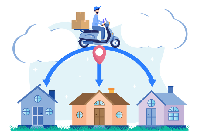 Delivery man delivering home to home  Illustration