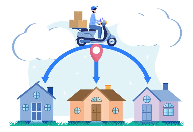 Delivery man delivering home to home  Illustration