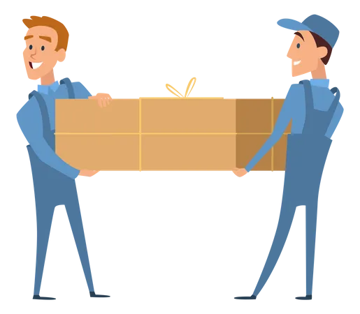 Delivery man delivering huge box  Illustration