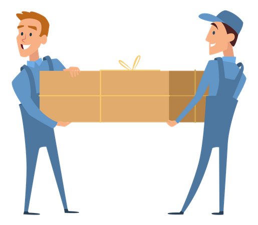 Delivery man delivering huge box  Illustration