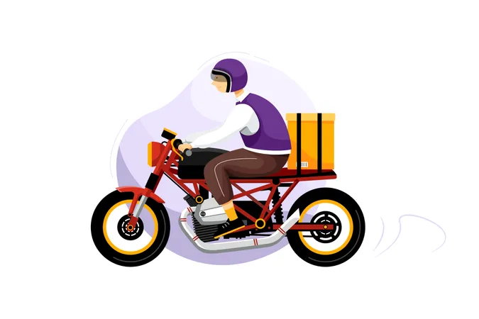 Delivery man delivering order parcel by bike for fast delivery  Illustration