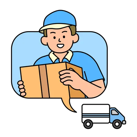 Delivery man delivering package through truck  Illustration