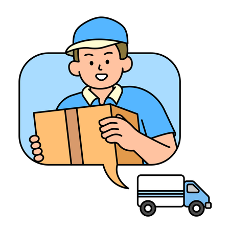 Delivery man delivering package through truck  Illustration