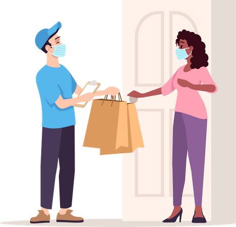 Delivery man delivering parcel  Illustration