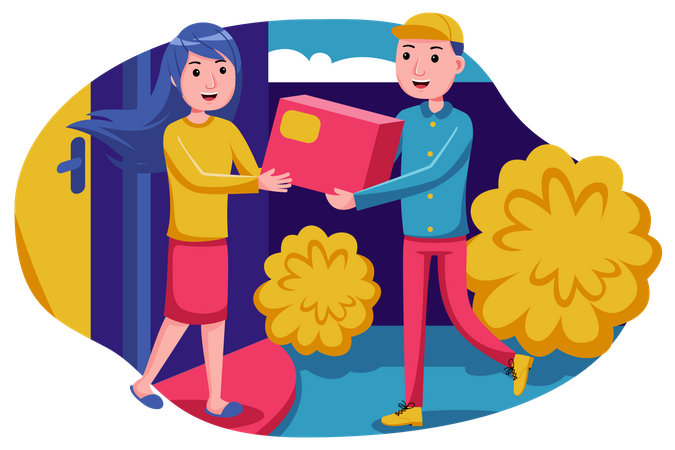 Delivery man delivering parcel  Illustration