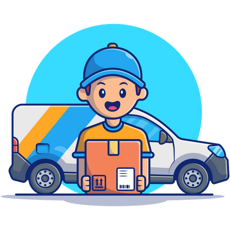 Delivery man delivering product Illustration