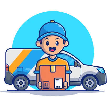 Delivery man delivering product  Illustration