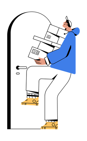 Delivery man delivering product at correct address  Illustration