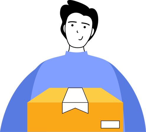 Delivery man delivering product at right address  Illustration