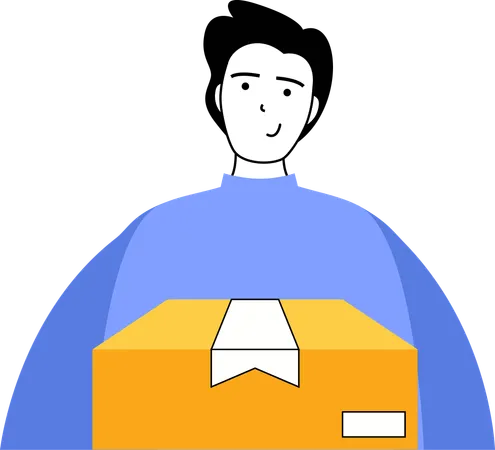 Delivery man delivering product at right address  Illustration