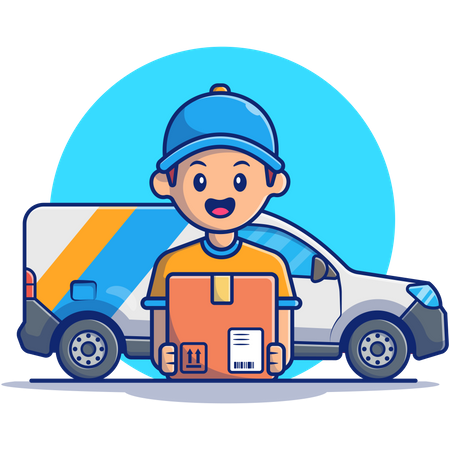 Delivery man delivering product  Illustration