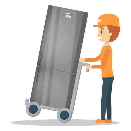 Delivery man delivering refrigerator  Illustration
