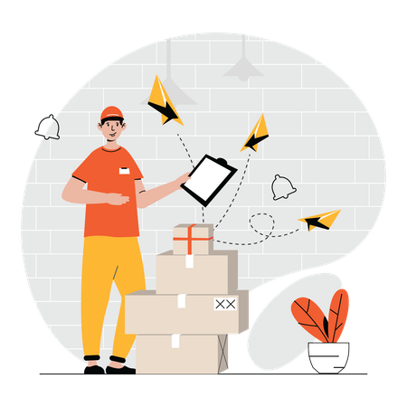 Delivery man delivering the boxes  Illustration