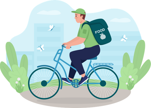 Delivery man delivering through bike  Illustration