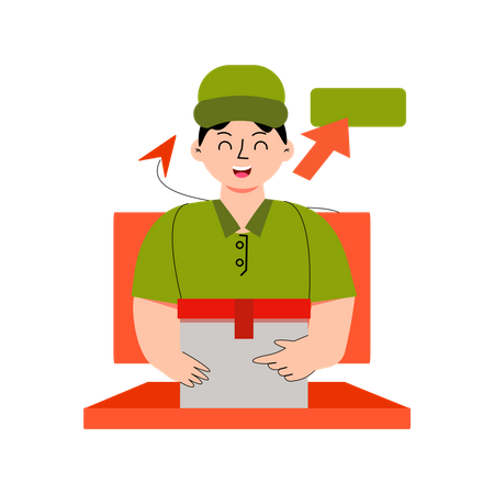 Delivery man delivers online order  Illustration