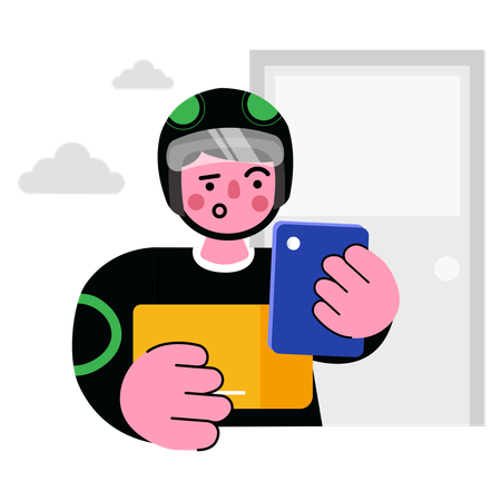 Delivery man delivers online order  Illustration