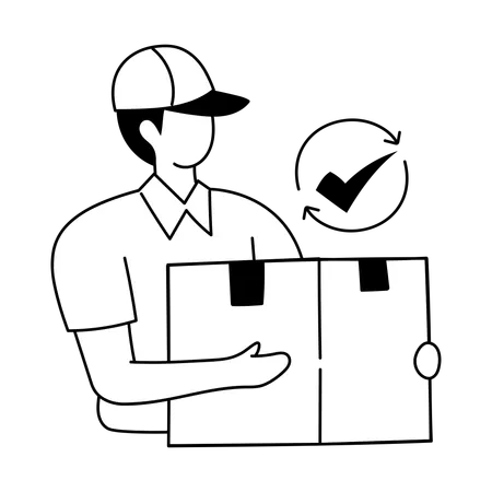 Delivery man delivers product at right destination  Illustration