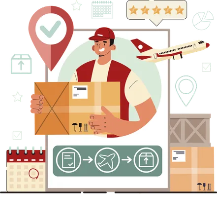Delivery man delivers product on time  Illustration