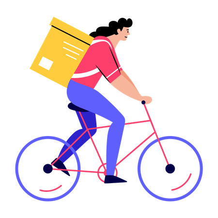 Delivery man doing Bike courier  Illustration