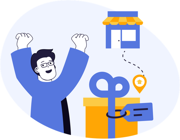 Delivery man doing correct delivery at right address  Illustration