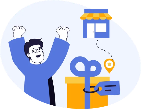 Delivery man doing correct delivery at right address  Illustration