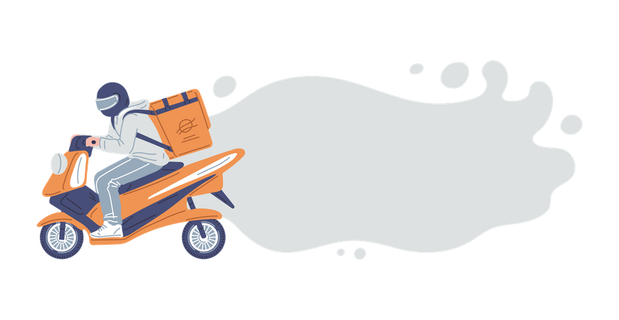 Delivery man doing courier delivery on scooter  Illustration