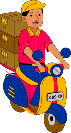 Delivery man doing delivery on scooter  Illustration