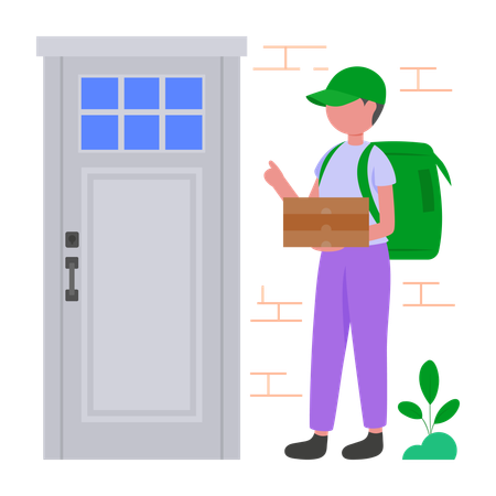 Delivery man doing Door to Door Delivery  Illustration