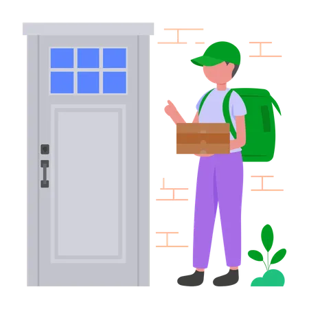 Delivery man doing Door to Door Delivery  Illustration