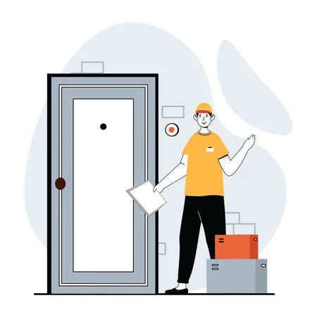 Delivery man doing door to door delivery  Illustration