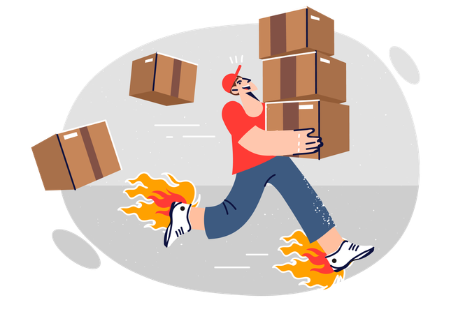 Delivery man doing express delivery  Illustration