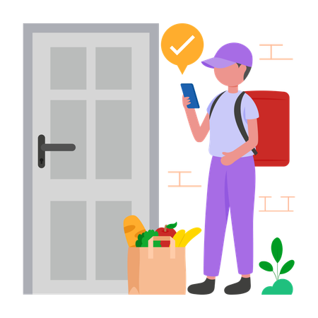 Delivery man doing Grocery Delivery  Illustration