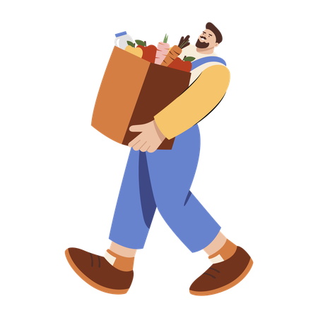 Delivery man doing grocery delivery  Illustration