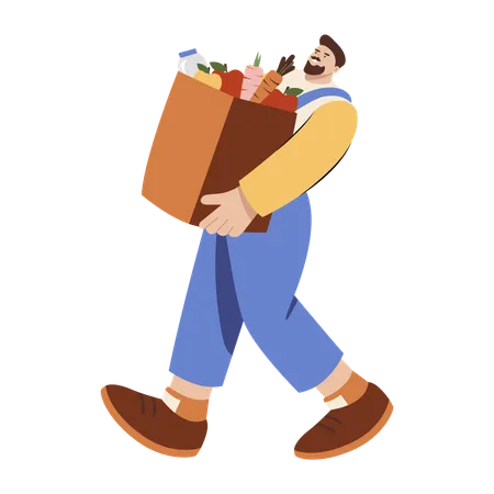 Delivery man doing grocery delivery  Illustration