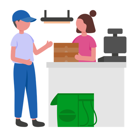 Delivery man doing Handing Order  Illustration