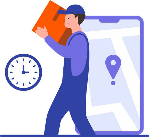 Delivery man doing delivery in limited time  Illustration