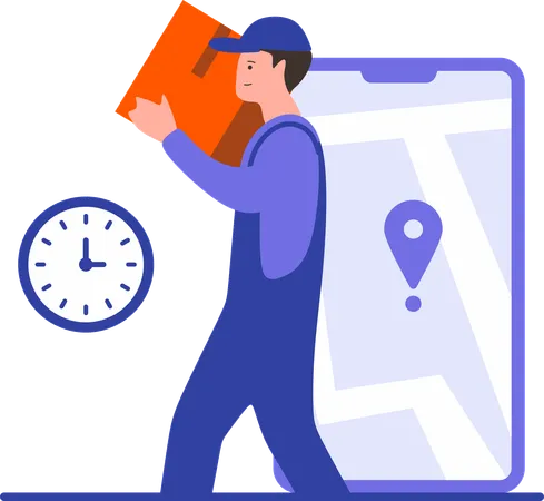 Delivery man doing delivery in limited time  Illustration