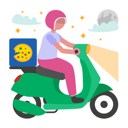 Delivery man doing Night Delivery  Illustration