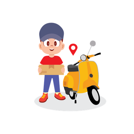 Delivery Man doing delivery on bike  Illustration