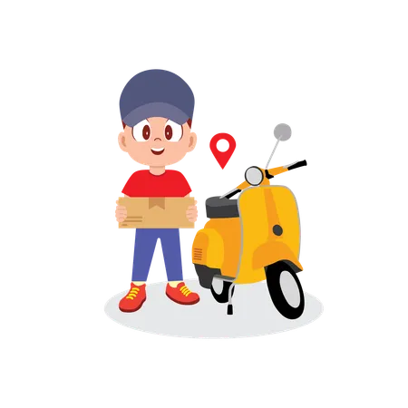 Delivery Man doing delivery on bike  Illustration