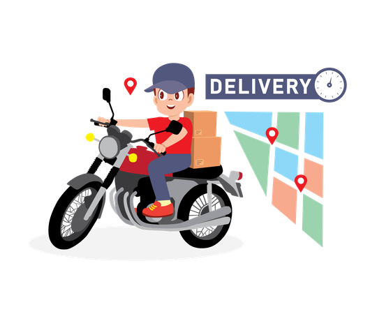 Delivery Man Doing Delivery on Time  Illustration