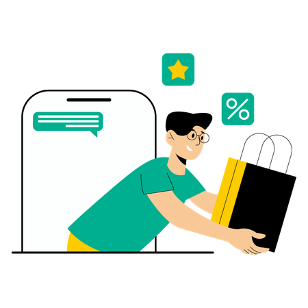 Delivery man doing online parcel deliveries  Illustration