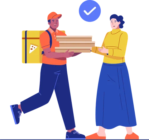 Delivery man doing pizza delivery  Illustration