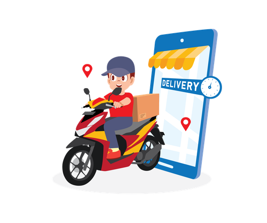 Delivery Man doing same day delivery  Illustration