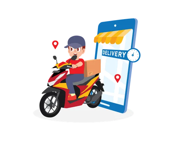 Delivery Man doing same day delivery  Illustration