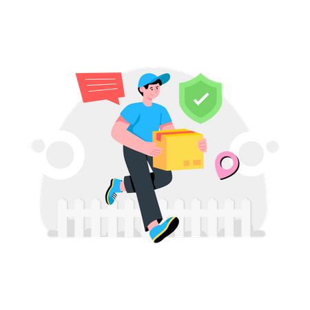 Delivery man doing Secure Delivery  Illustration