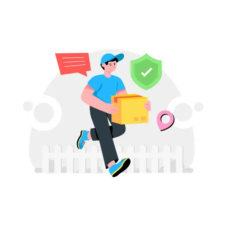 Delivery man doing Secure Delivery  Illustration