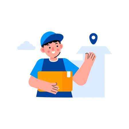 Delivery man doing shipping job  Illustration